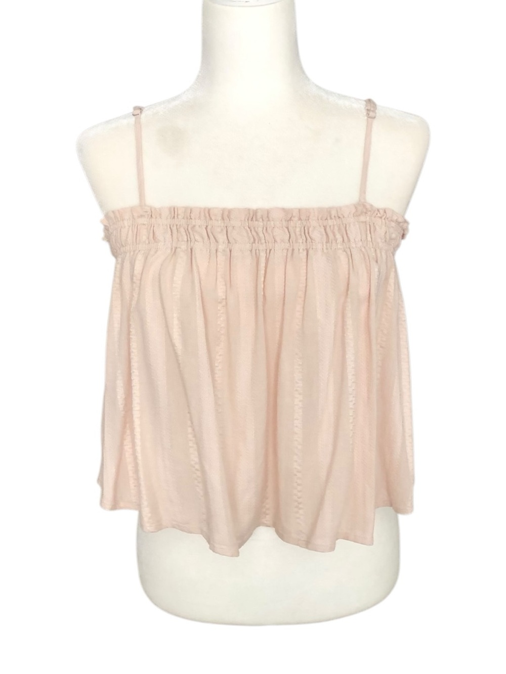 mittoshop Blush Pink Smocked Strap Spaghetti Camisole Size XL